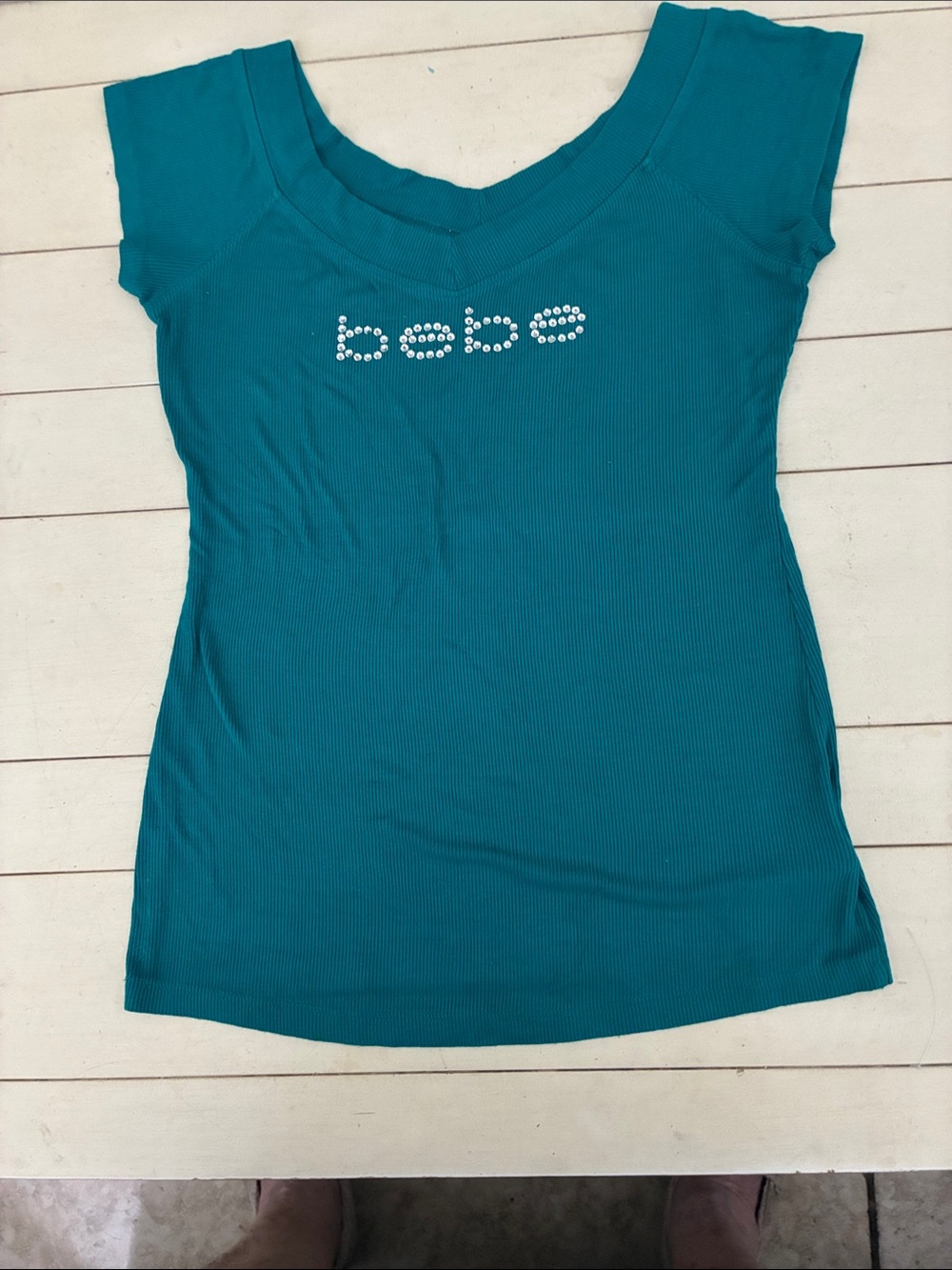 Bebe ribbed knit top